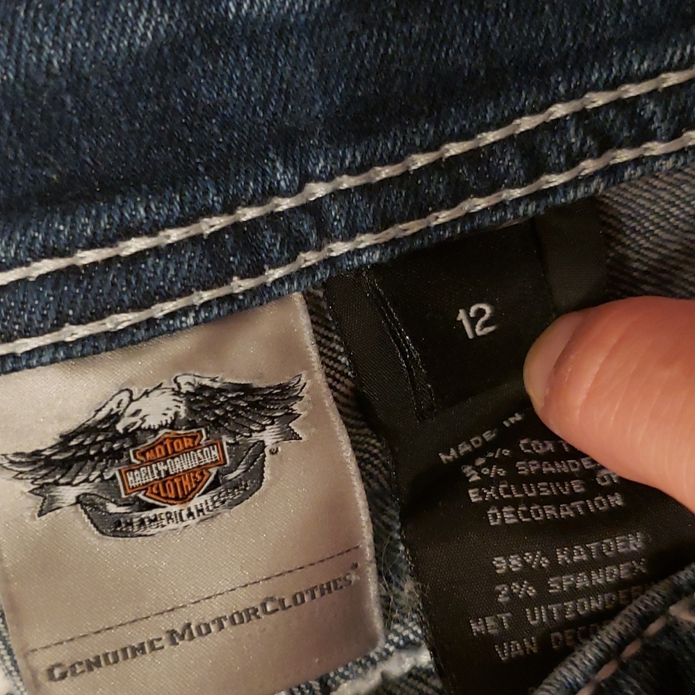 Harley-Davidson Blue Straight Leg Mid Waisted Jeans Size 12 - Picture 8 of 10